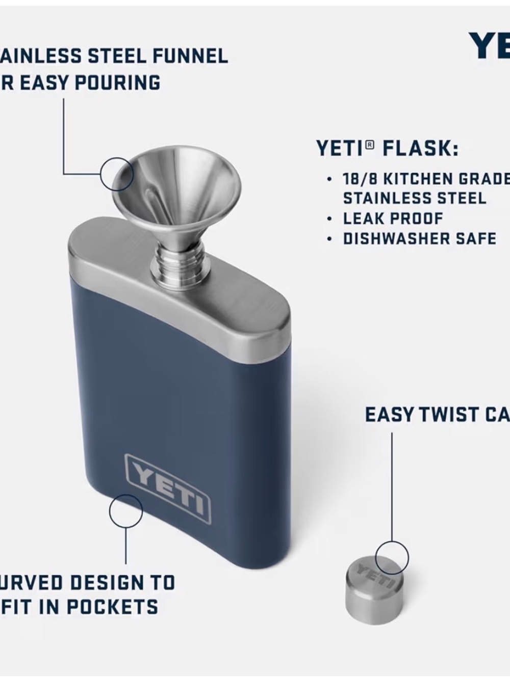 Yeti Navy Flask & Funnel Gift Set - Picture 2 of 3